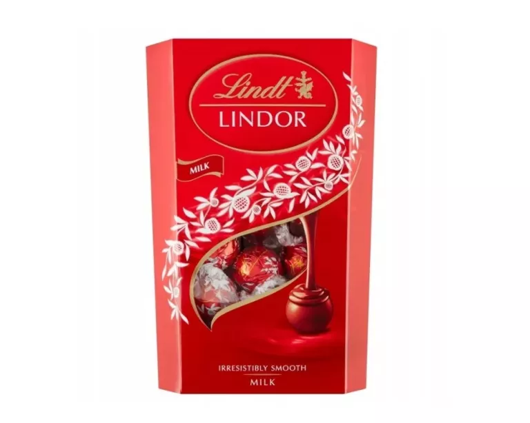 LINDT LINDOR BOMBONIERKA MILK CORNET 337G CZERWONA