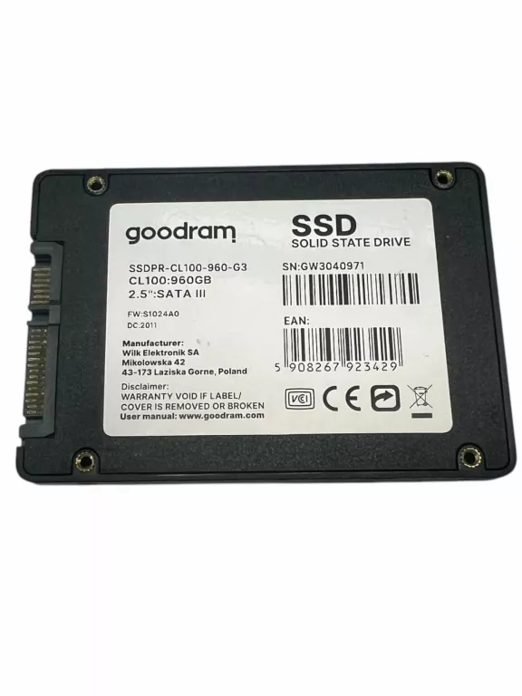 DYSK SSD GOODRAM CL100 GEN. 3 960GB SATA III 2,5