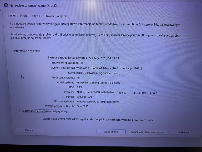 LAPTOP HP 15-EC2211NW R5 5600H 15,6' IPS FHD 8GB 512SSD RTX3050