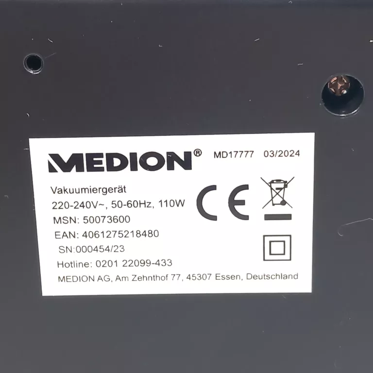 ZGRZEWARKA PRÓŻNIOWA MEDION MD 17777