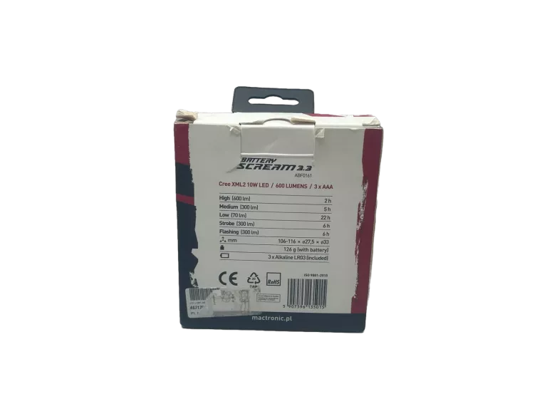 ZESTAW LAMPEK ROWEROWYCH MACTRONIC SCREAM 3.3 + EVERACTIVE TL-X5R USB