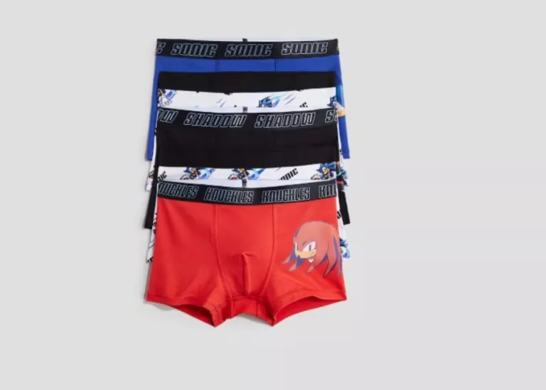 MAJTKI BOKSERKI DZIECIĘCE H&M SONIC KOLORY 5PAK ROZMIAR 110/116 ZAPAKOWANE