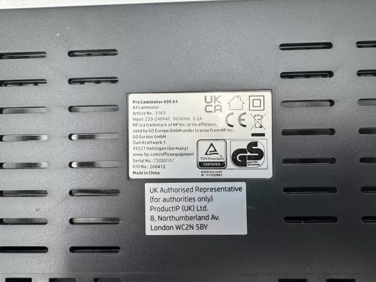 LAMINATOR HP PRO LAMINATOR 600 A4 SZEROKOŚĆ LAMINACJI 230 MM - JAK NOWY!