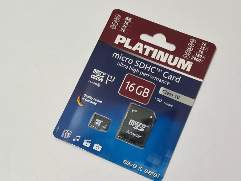 KARTA PAMIĘCI PLATINUM 16GB + ADAPTER SD