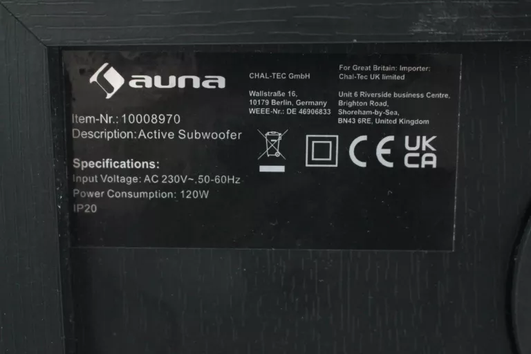 AUNA 10008970 SUBWOOFER AKTYWNY LINIE-300-SW-BK 150 W CZARNY