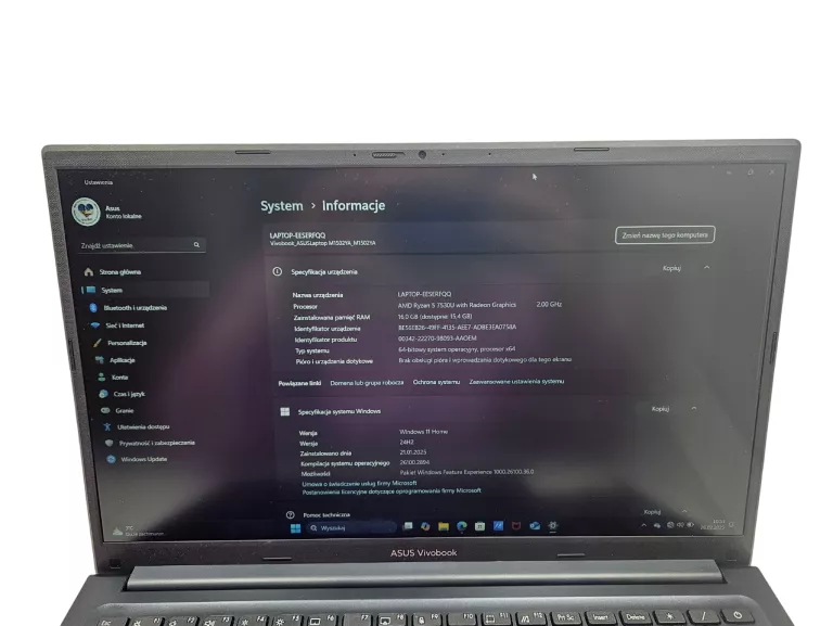 ASUS VIVOBOOK 15 RYZEN 5 7530U 16GB 512SSD WIN 11
