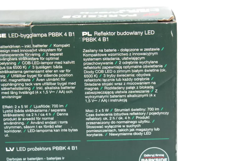 REFLEKTOR BUDOWLANY LED PARKSIDE PBBK 4 B1