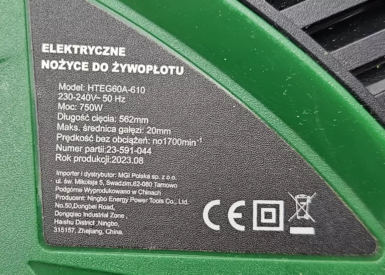ELEKTRYCZNE NOŻYCE DO ŻYWOPŁOTU GO/ON! HTEG60A-610