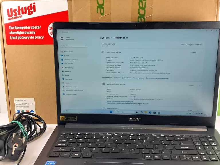 LAPTOP ACER ASPIRE 3 A315-34 15,6" N4020 4GB /128GB SSD WIN 11 KARTON