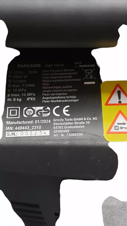 PARKSIDE MYJKA WYSOKOCIŚNIENIOWA PHDF 150 A1 2000W 100 BAR