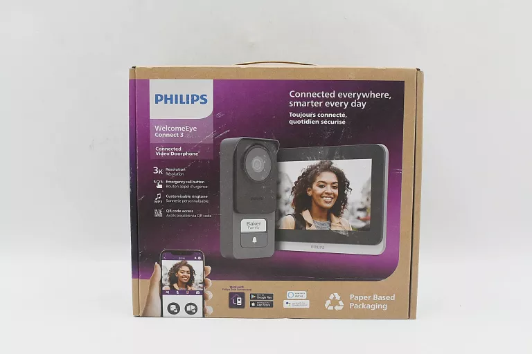 PHILIPS WELCOMEEYE CONNECT 3 ZESTAW WIDEODOMOFON 2-ŻYŁ. WI-FI DOTYKOWY 7"