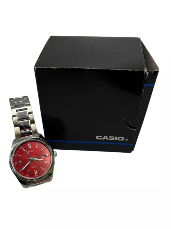 KLASYCZNY ZEGAREK MĘSKI NA BRANSOLECIE CZERWONA TARCZA CASIO MTP-1302PD