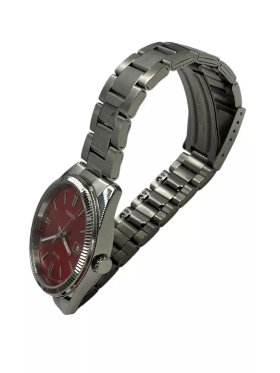 KLASYCZNY ZEGAREK MĘSKI NA BRANSOLECIE CZERWONA TARCZA CASIO MTP-1302PD
