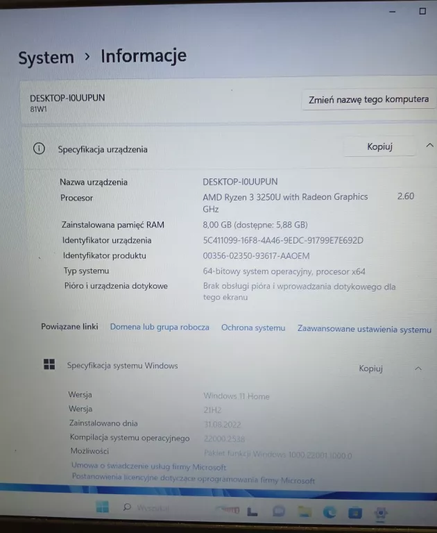 LAPTOP LENOVO IDEAPAD 3 15ADA05 MODEL 81W1