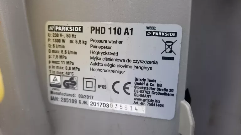 MYJKA CIŚNIENIOWA PARKSIDE PHD 110 A1 / 1300W / *OKAZJA*