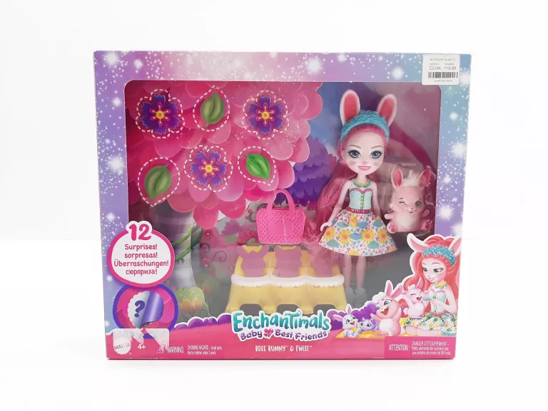 MATTEL ENCHANTIMALS BABY BEST FRIENDS BREE BUNNY ZESTAW Z NIESPODZIANKAMI