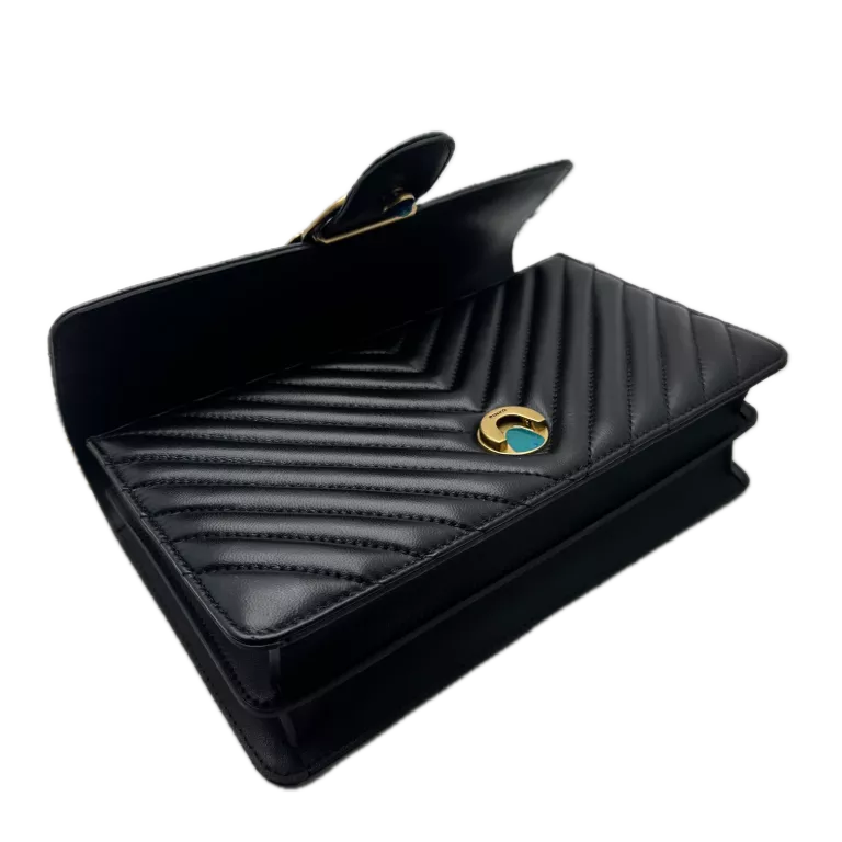 CZARNA TOREBKA PINKO CLASSIC LOVE ONE CHEVRON SKÓRA NAPPA