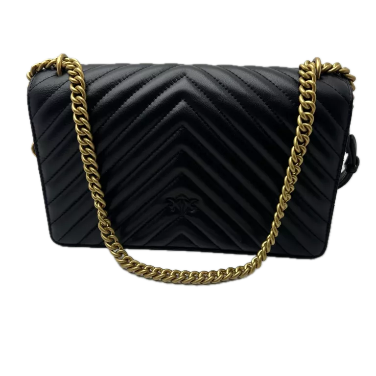 CZARNA TOREBKA PINKO CLASSIC LOVE ONE CHEVRON SKÓRA NAPPA