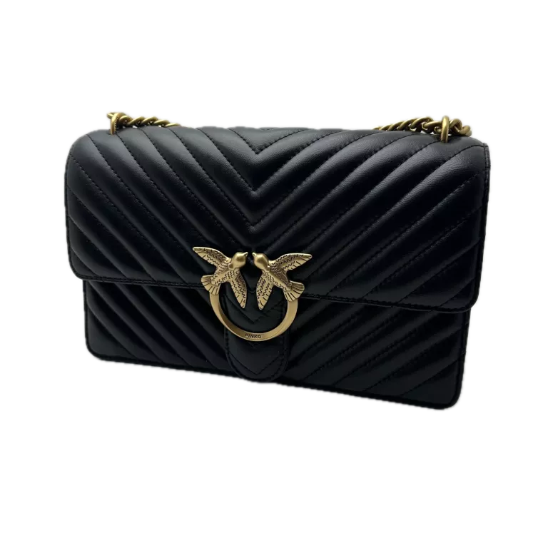 CZARNA TOREBKA PINKO CLASSIC LOVE ONE CHEVRON SKÓRA NAPPA