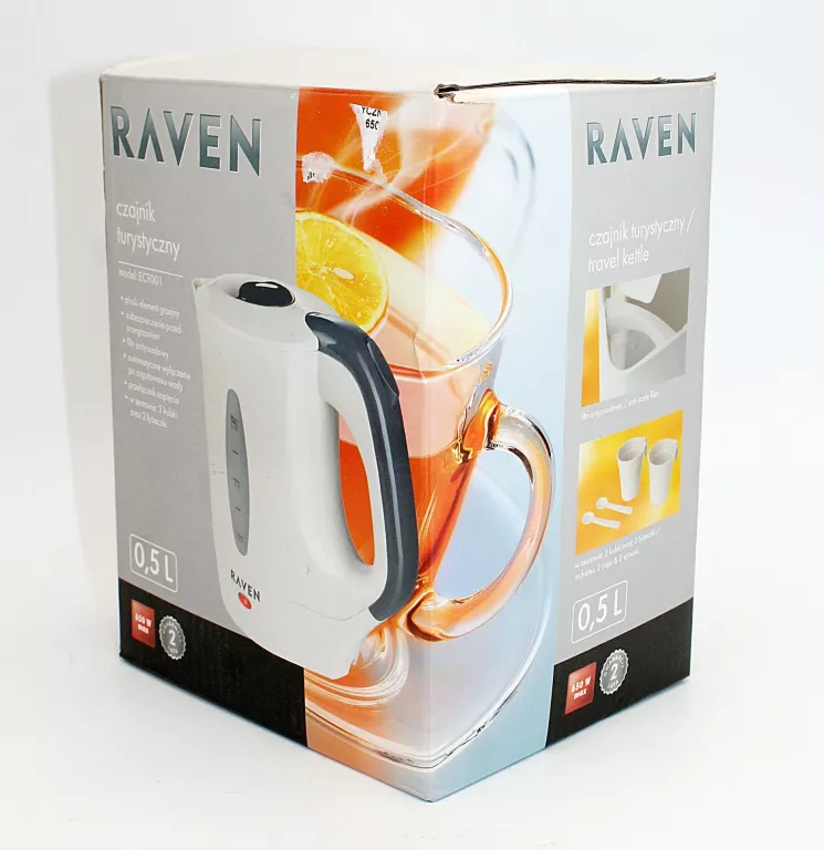 CZAJNIK TURYSTYCZNY RAVEN ECT001 BIAŁY 650W 0,5L