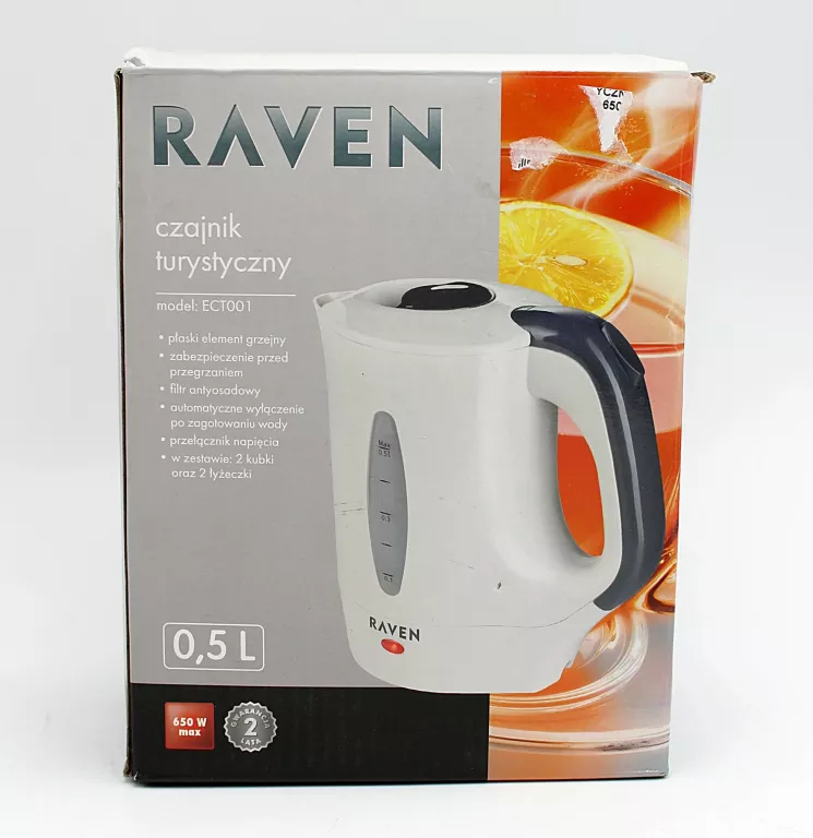 CZAJNIK TURYSTYCZNY RAVEN ECT001 BIAŁY 650W 0,5L