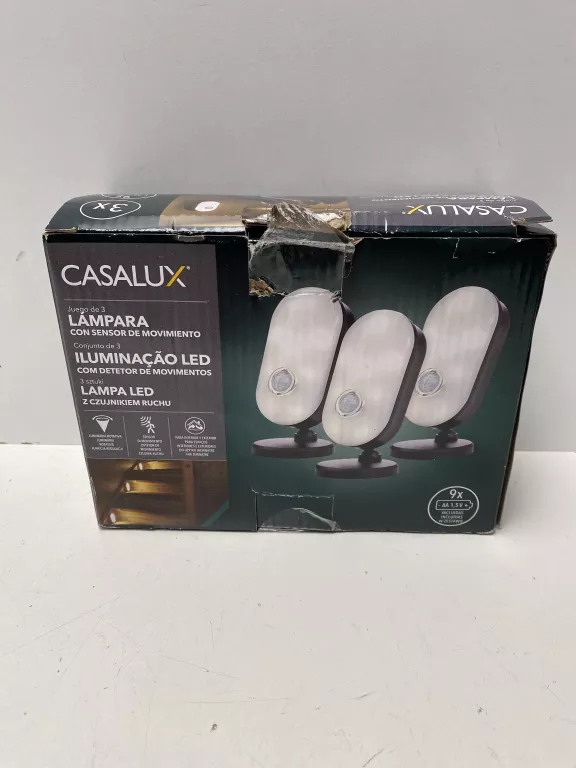 CASALUX LAMPA LED Z CZUJNIKIEM RUCHU 3SZT