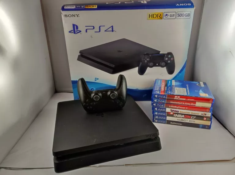 KONSOLA PS4 SLIM 500GB, PAD, GRY PUDEŁKO