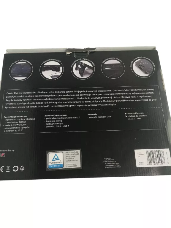 PODKŁADKA CHŁODZĄCA POD LAPTOPA HYKKER COOLER PAD 2.0