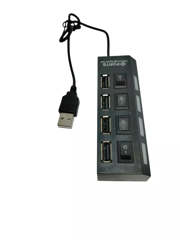 HUB USB 2.0 SZYBKI ROZDZIELACZ ADAPTER PORTÓW USB 4 PORTY CZARNY AK228A