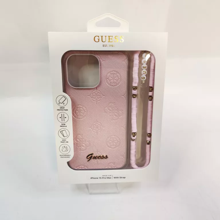 ETUI GUESS IPHONE 15 PRO MAX Z ŁAŃCUSZKIEM NA RĘKE