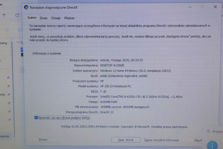 LAPTOP HP 250 G4 I5 8/256GB