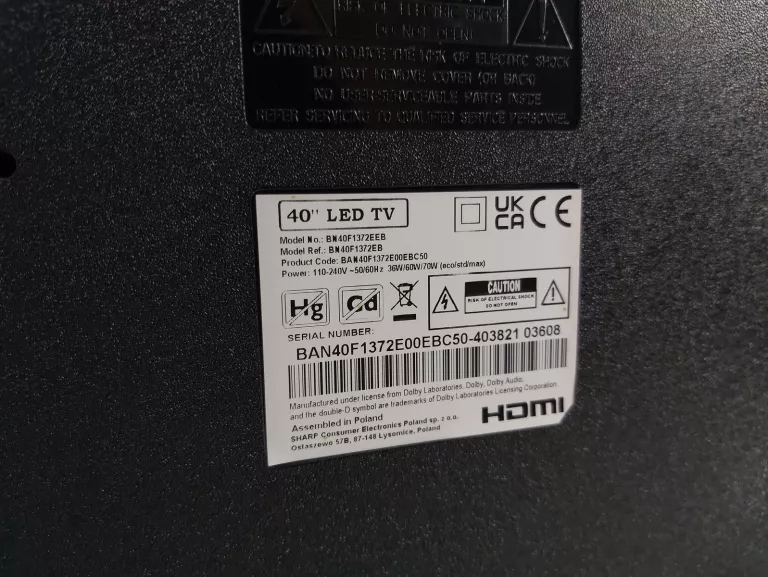 TELEWIZOR LED BLAUPUNKT BA40F4132LEB 40CALI +PILOT