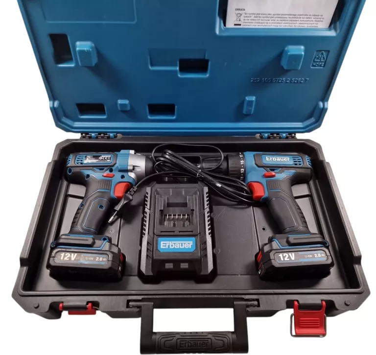 ZESTAW WKRĘTARKA + ZAKRĘTARKA ERBAUER 12 V EDD12-LI-2