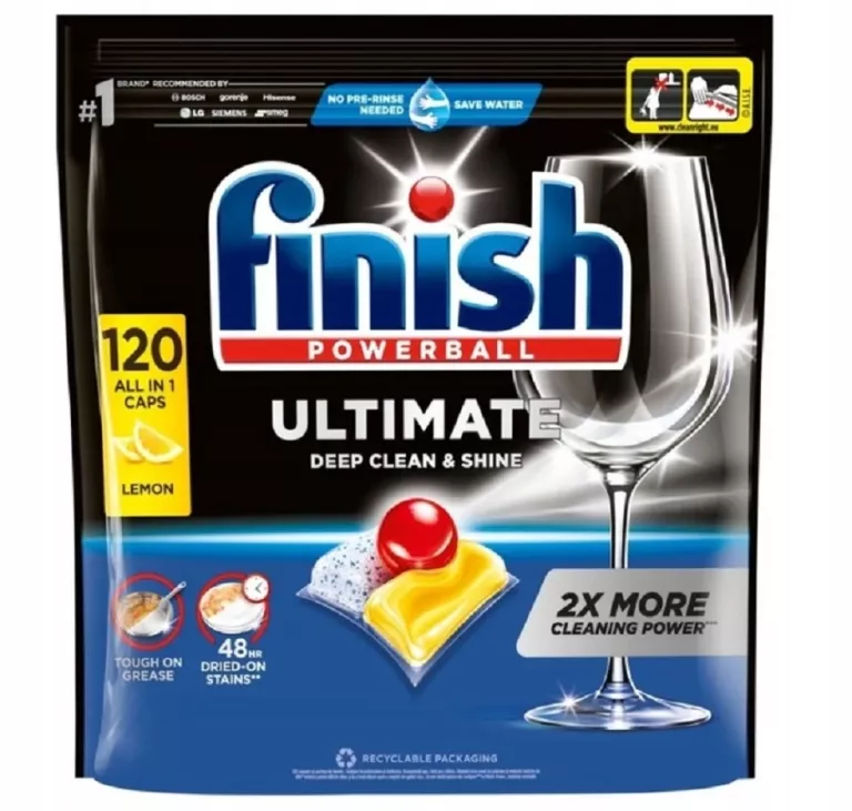 KAPSUŁKI DO ZMYWARKI FINISH POWERBALL ULTIMATE DEEP CLEAN & SHINE- 120 SZT