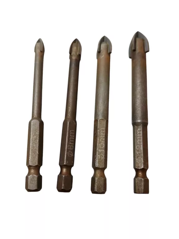 WIERTŁA DO SZKŁA GRESU UCHWYT - HEX 1/4” 4SZT  6,8,10,12MM