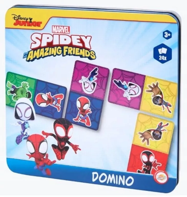 DISNEY SPIDEY GRA LOGICZNA DLA DZIECI DOMINO 24 KARTY METALOWE PUDEŁKO 3+