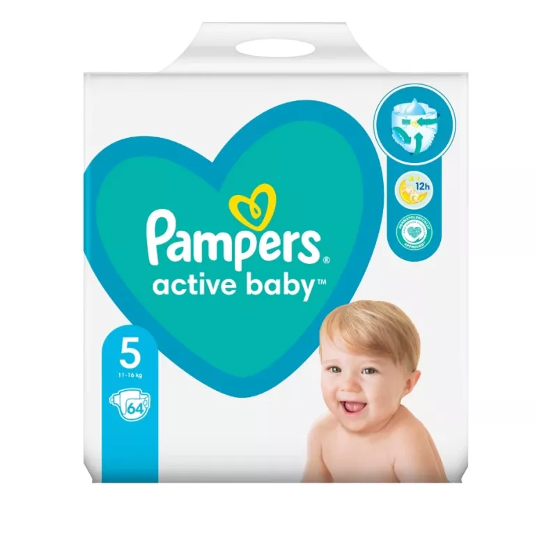 PAMPERS ACTIVE BABY 5 64 SZT. 11-16 KG PIELUSZKI