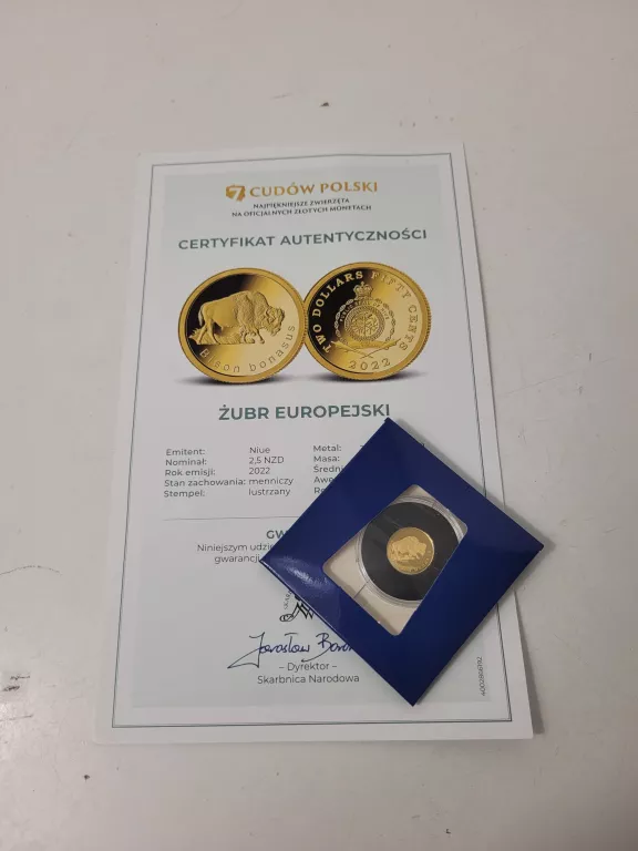 ZŁOTA MONETA ŻUBR EUROPEJSKI 999