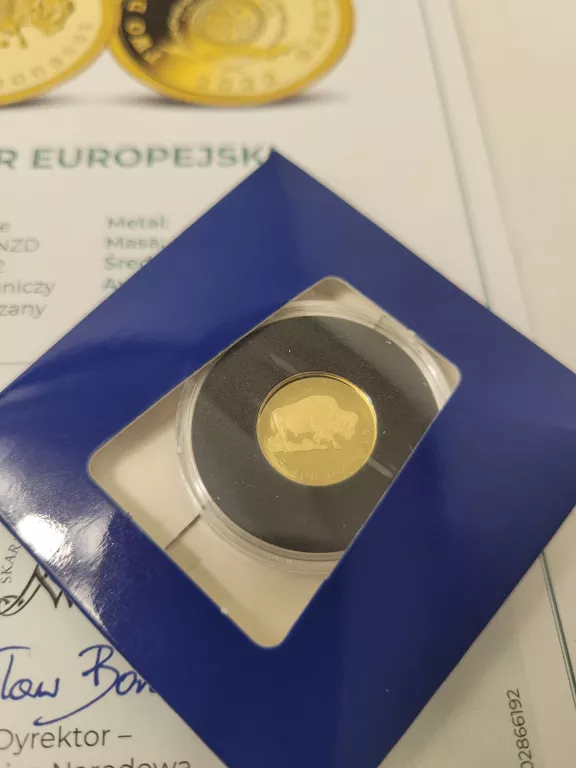ZŁOTA MONETA ŻUBR EUROPEJSKI 999