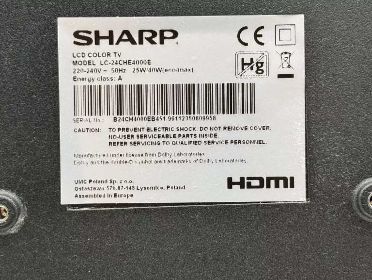 TELEWIZOR LED SHARP LC-24CHE4000E 24" HD READY CZARNY + PILOT