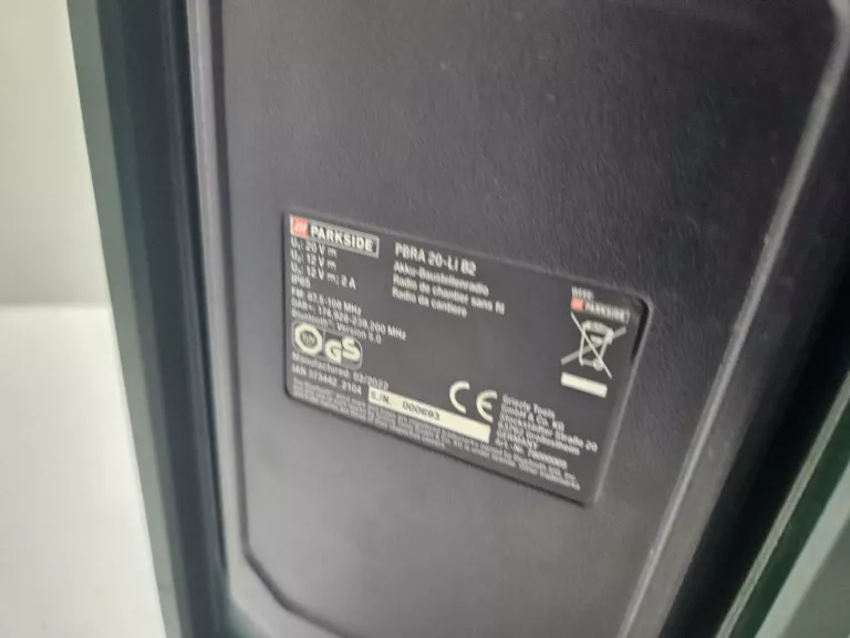 BEZPRZEWODOWE RADIO BUDOWLANE PARKSIDE PBRA 20-LI B2 20V BLUETOOTH