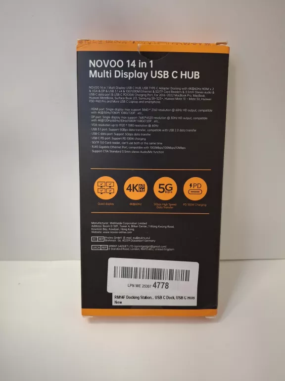 NOVOO RM14F STACJA DOKUJĄCA USB C 14 W 1