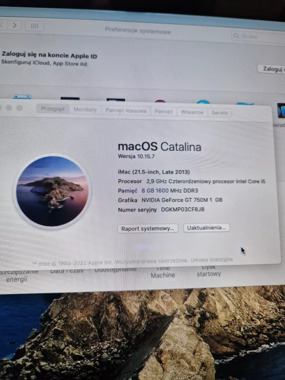 KOMPUTER APPLE IMAC A1418 21,5 8 GB 500 GB INTEL CORE I5
