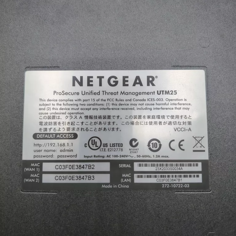 ROUTER NETGEAR PRO SECURE UNIFIED THREAT MENAGMENT UTM25