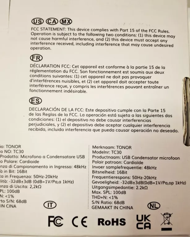 MIKROFON POJEMNOŚCIOWY USB TONOR TC30