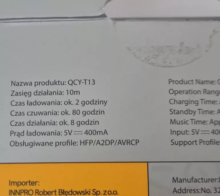 SŁUCHAWKI BEZPRZEWODOWE QCY BH20T13A