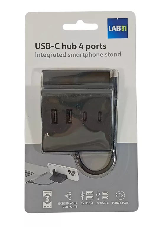 HUB USB-C 4 PORTY LAB31 CZARNY