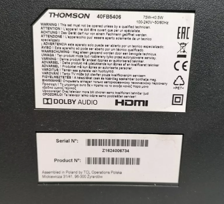 TV THOMSON 40FB5406