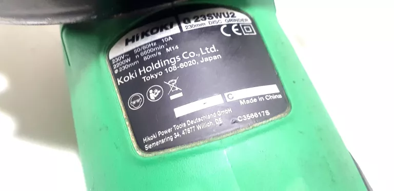 SZLIFIERKA KATOWA HIKOKI G23SWU2 2200W PŁYNNY START FLEX KĄTÓWKA 230MM