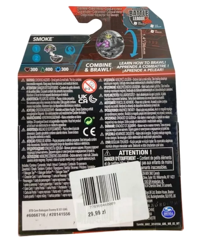 SPIN MASTER BAKUGAN KULA PODSTAWOWA Z FIGURKĄ CZARNA SMOKE